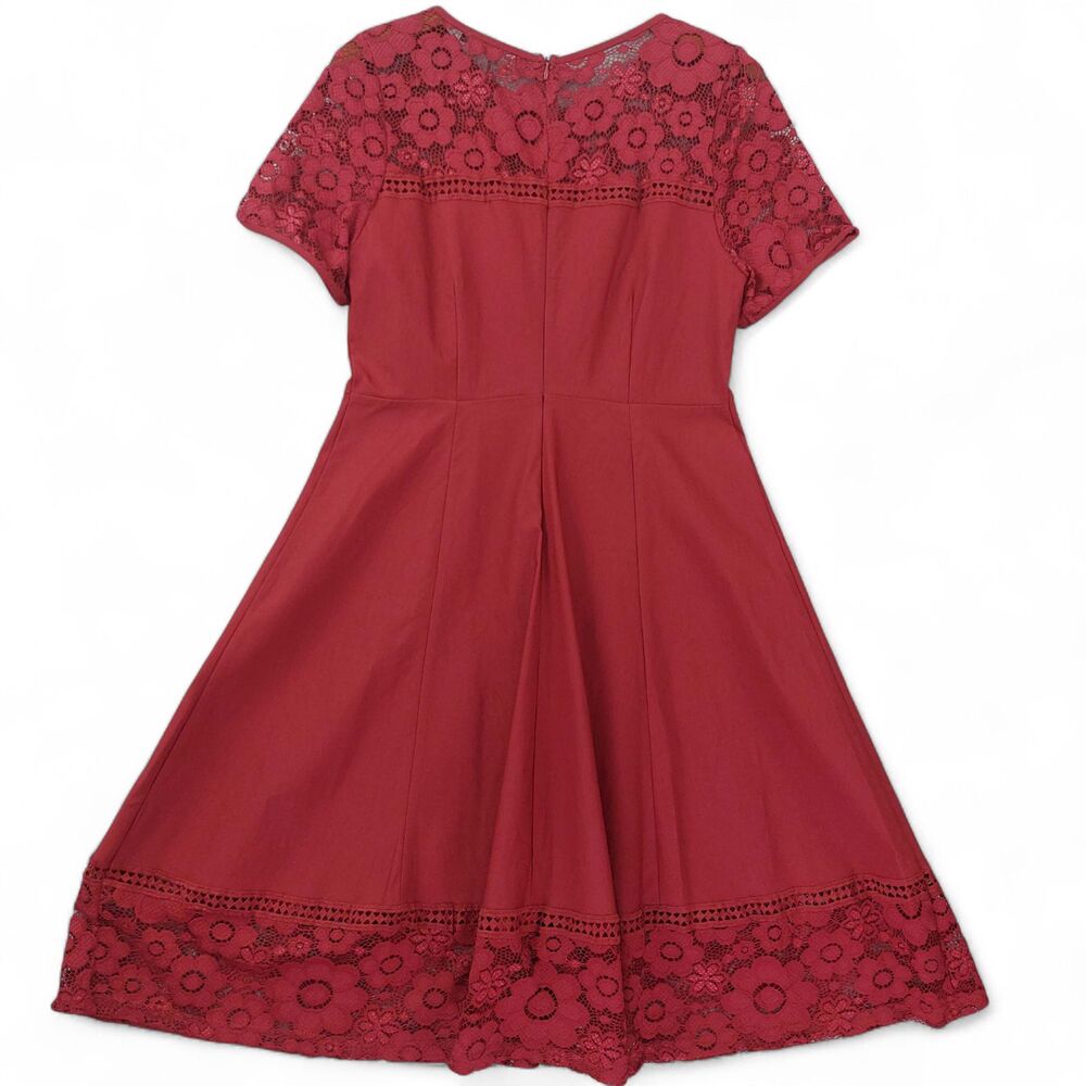 MIUSOL Red Lace Fit & Flare Dress Sz XL Floral Lace Cocktail Party Wedding Guest - Picture 3 of 13